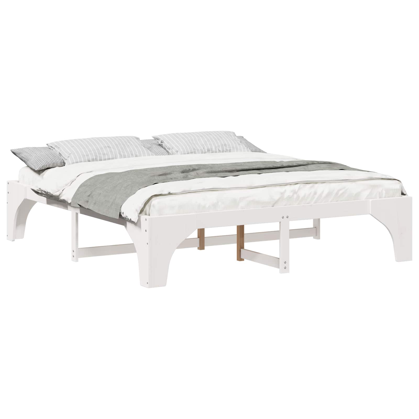 Sängram Vit 200 x 200 cm Massiv furu
