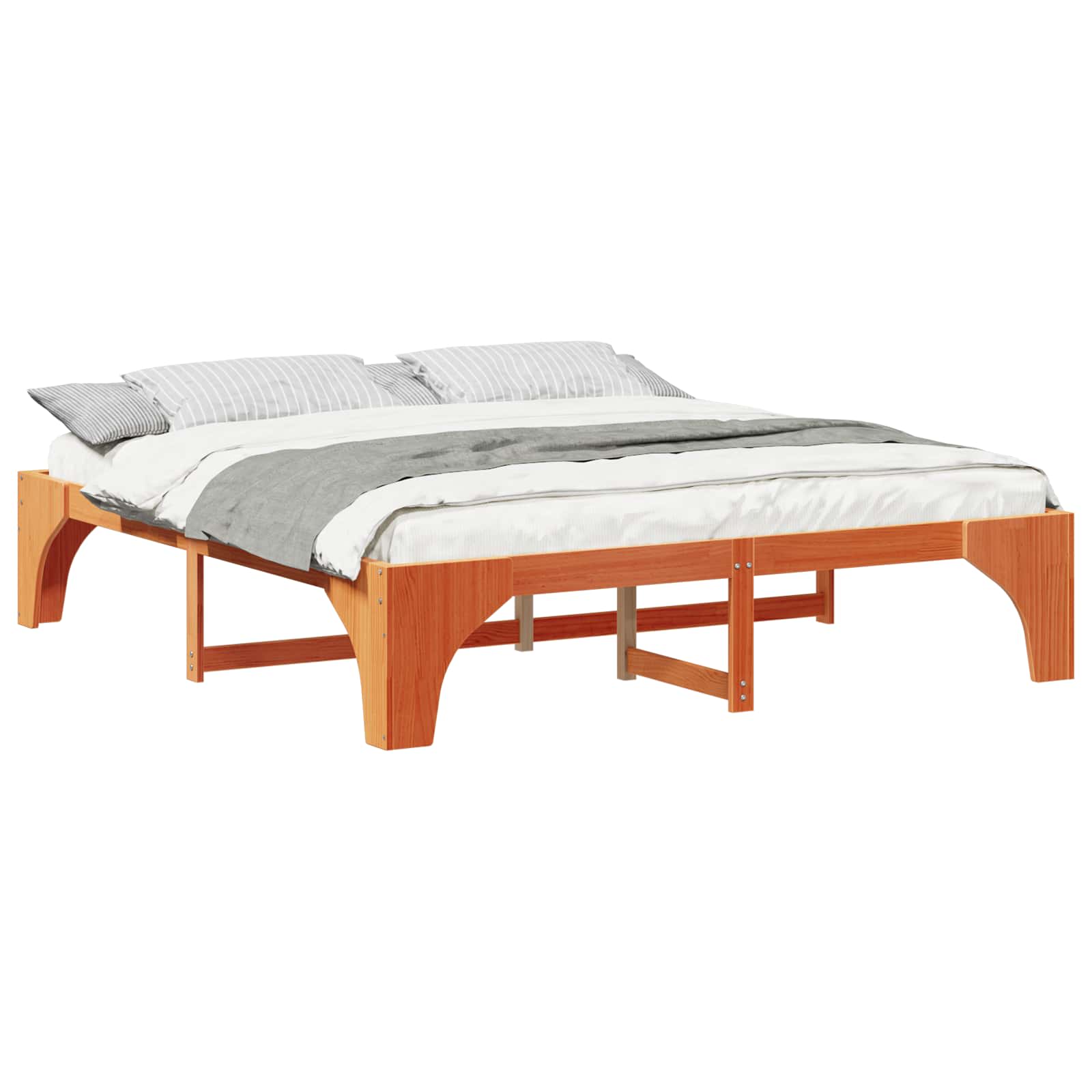 Sängram Brun 200 x 200 cm Massiv furu