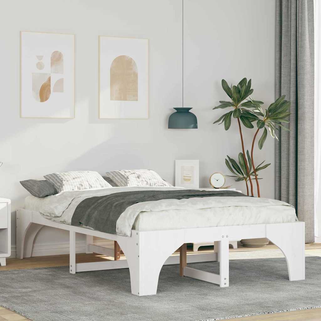Sängram Vit 120 x 190 cm Massiv furu