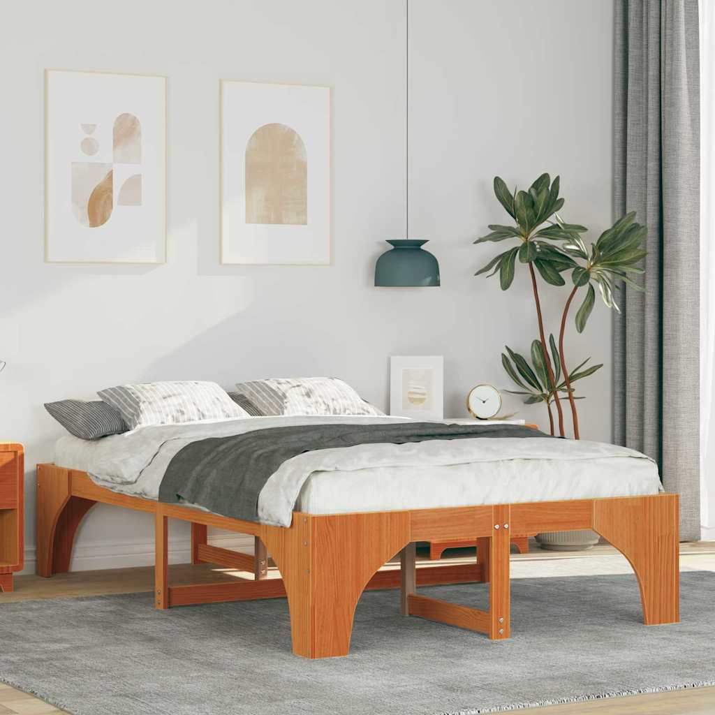 Sängram Brun 120 x 190 cm Massiv furu