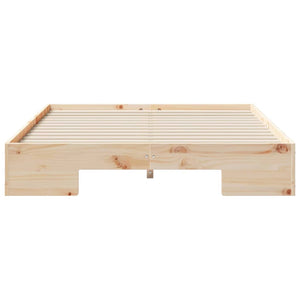 Sängram med lagring Brun 140 x 190 cm Massiv furu