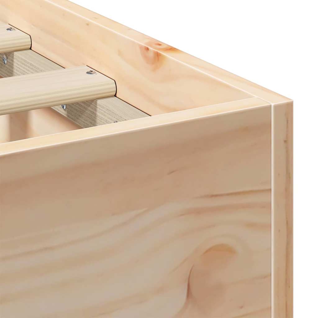 Sängram med lagring Brun 135 x 190 cm Massiv furu