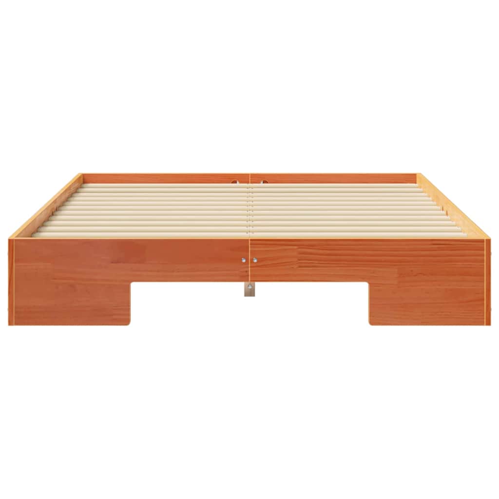 Sängram med lagring Brun 135 x 190 cm Massiv furu