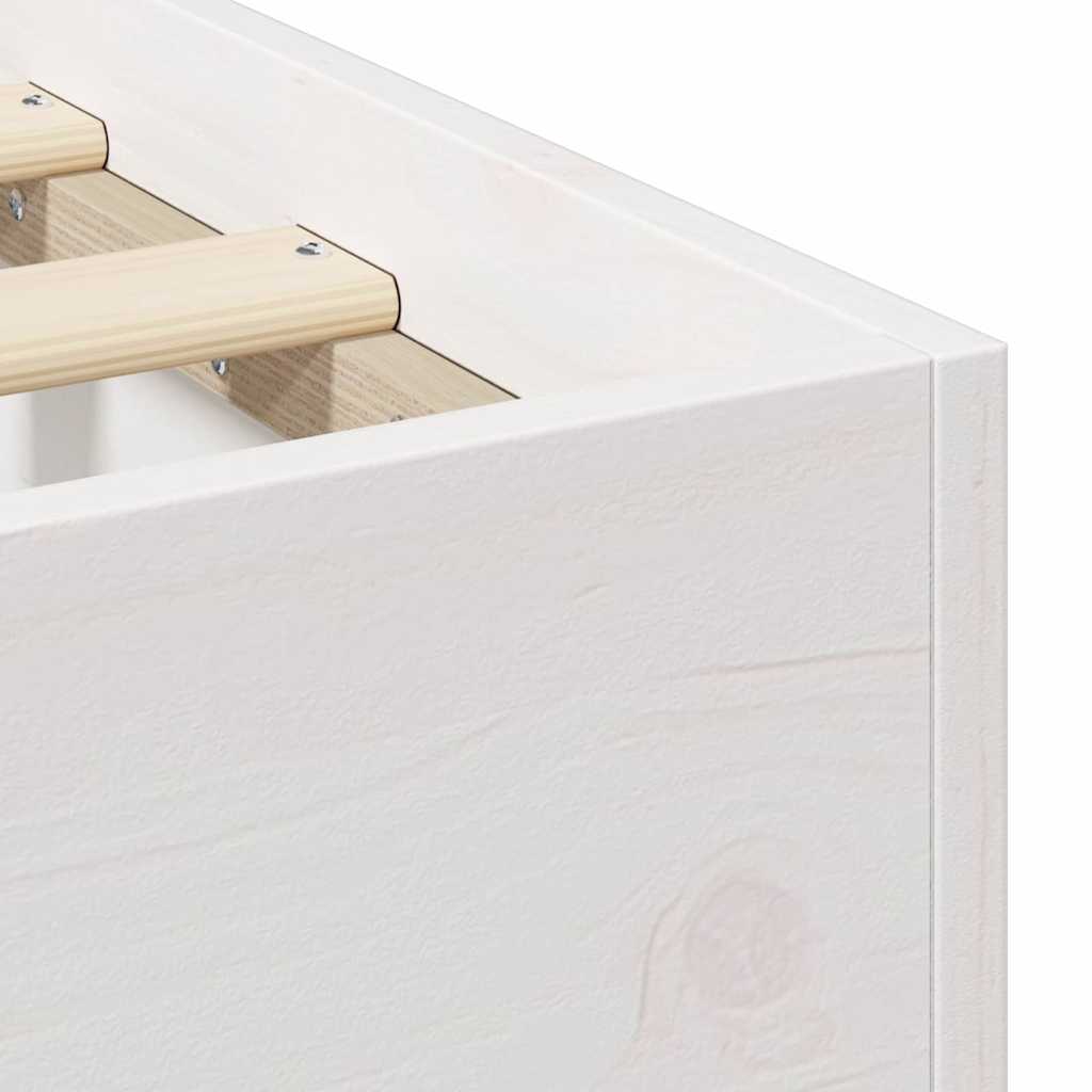 Sängram med lagring Vit 80 x 200 cm Massiv furu