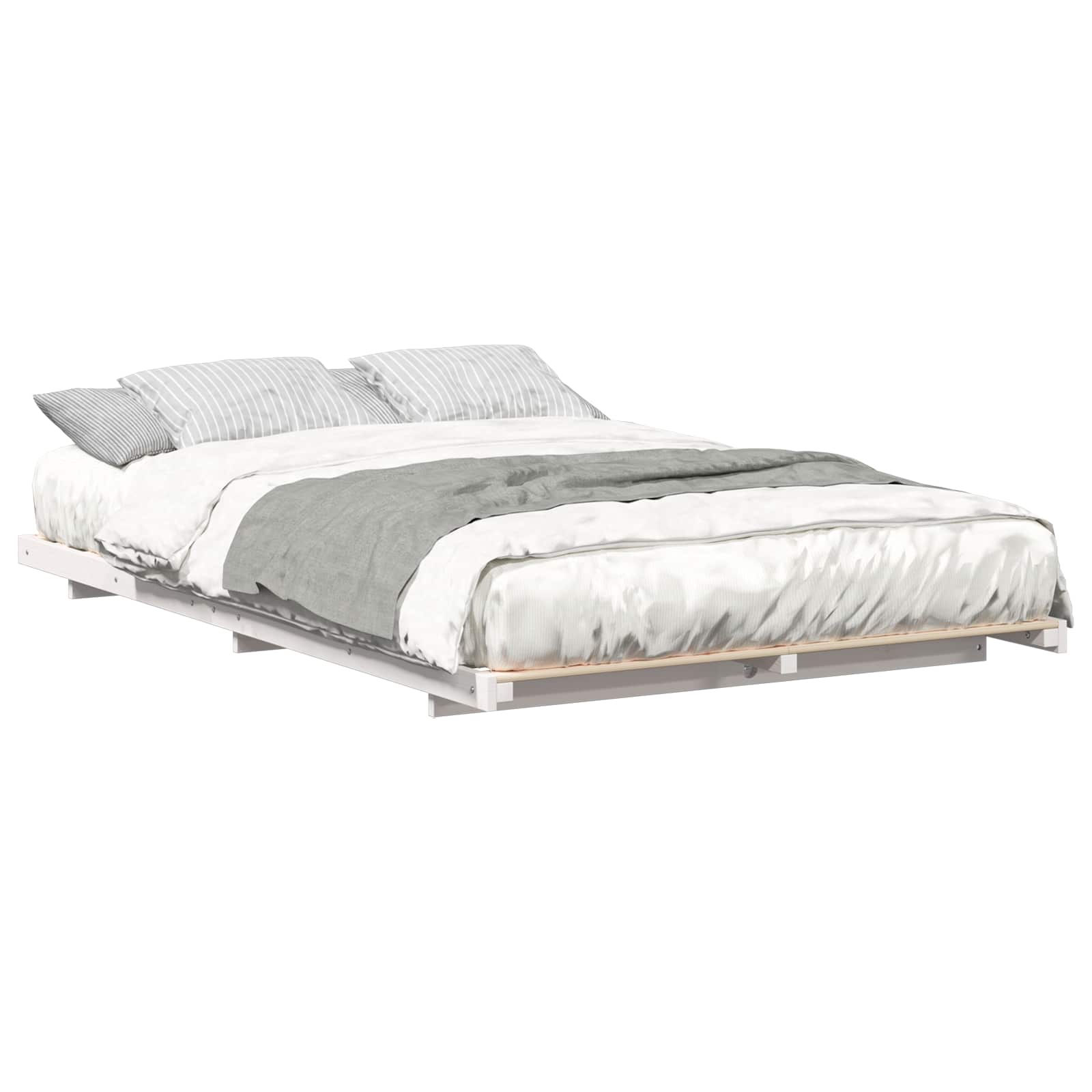 Sängram Vit 135 x 190 cm Massiv furu