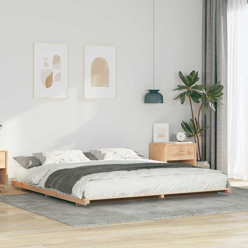 Sängram Brun 180 x 210 cm Massiv furu