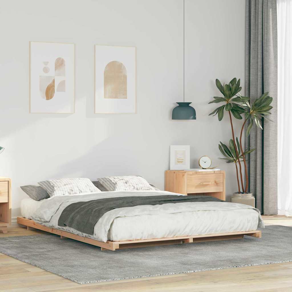 Sängram Brun 160 x 220 cm Massiv furu