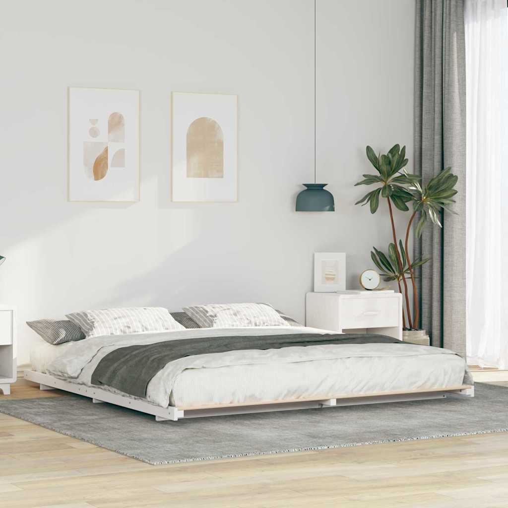 Sängram Vit 180 x 220 cm Massiv furu