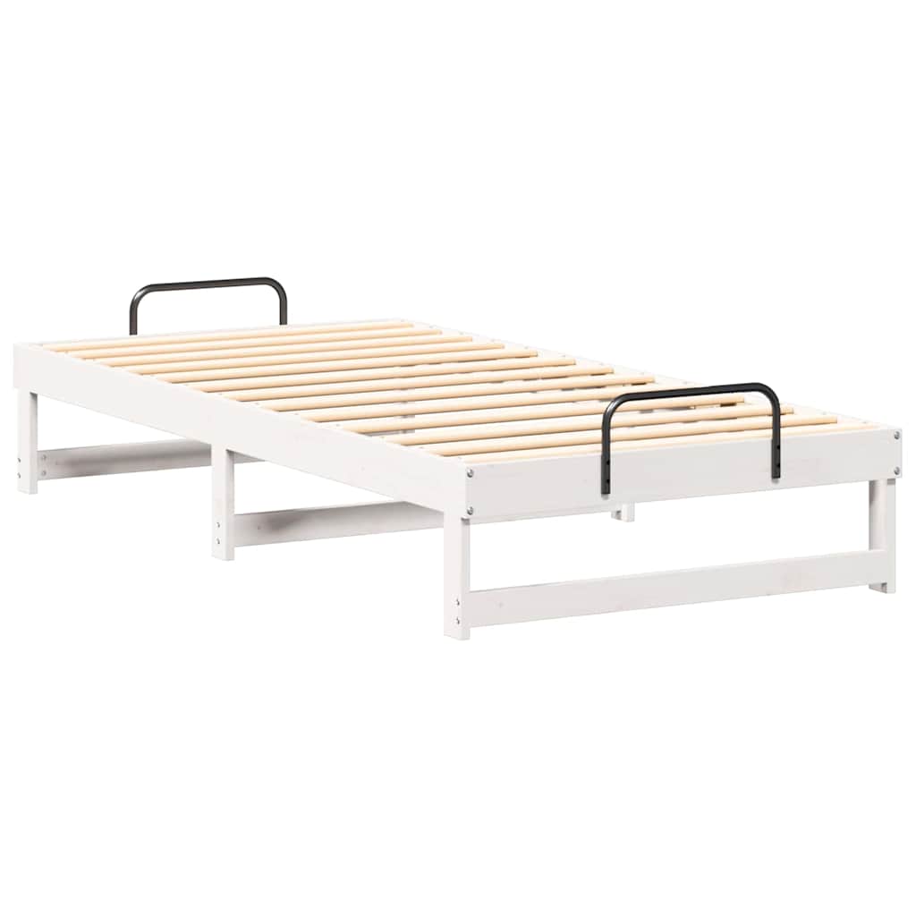 Sängram Vit 90 x 200 cm Massiv furu