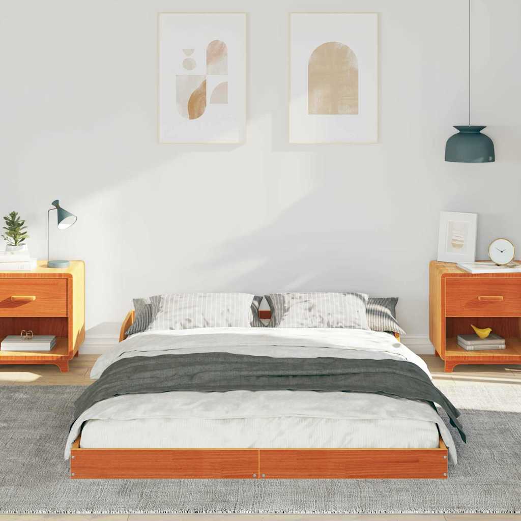 Sängram Vaxbrun 140 x 190 cm Massiv furu