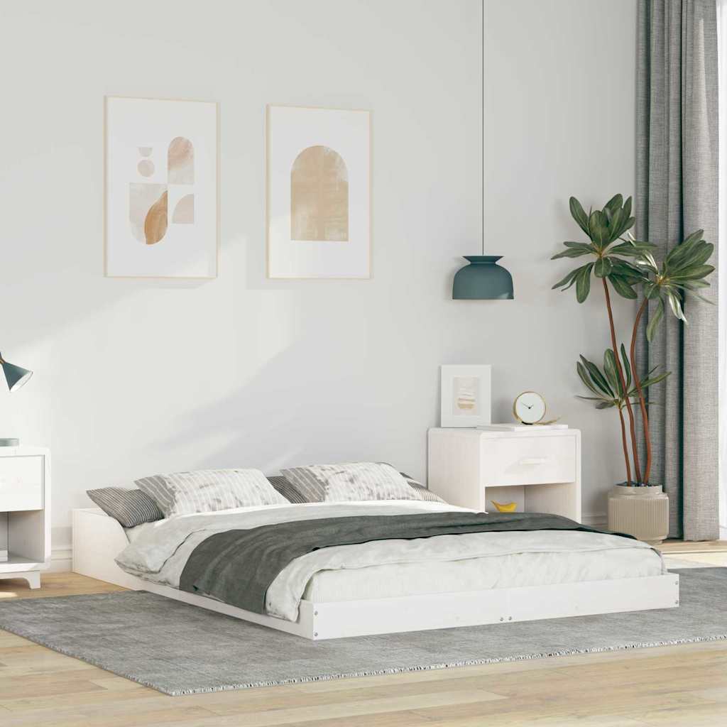 Sängram Vit 135 x 190 cm Massiv furu