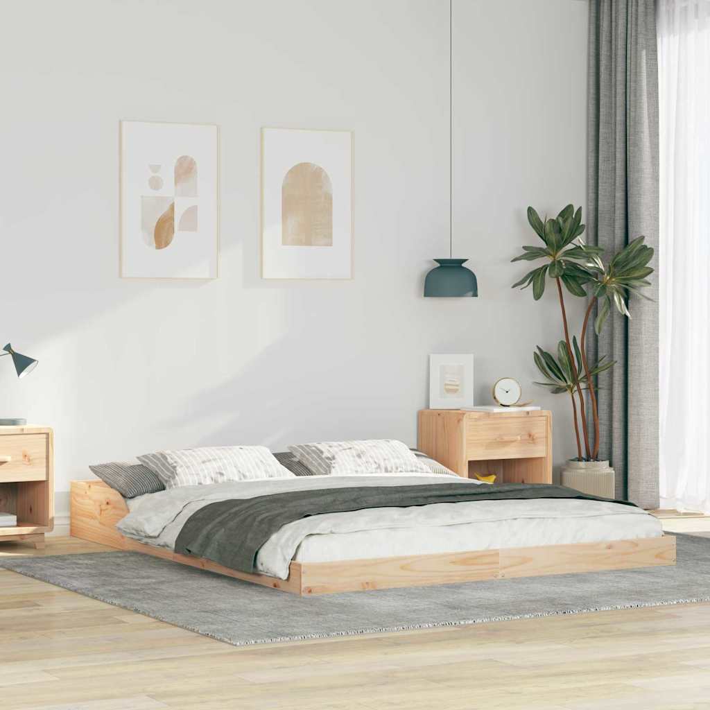 Sängram Brun 160 x 220 cm Massiv furu