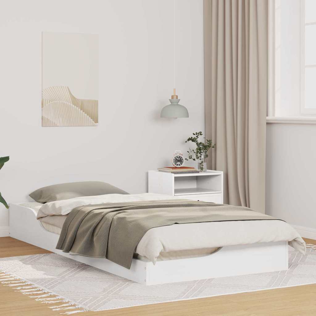 Sängram Vit 90 x 200 cm Massiv furu
