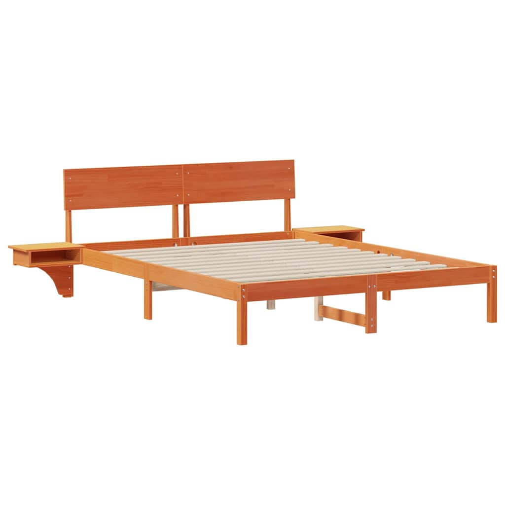 Sängram med huvudgavel Vaxbrun 160 x 200 cm Massiv furu