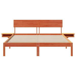 Sängram med huvudgavel Vaxbrun 160 x 200 cm Massiv furu