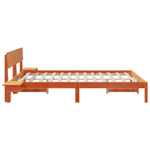 Sängram med huvudgavel Vaxbrun 160 x 200 cm Massiv furu