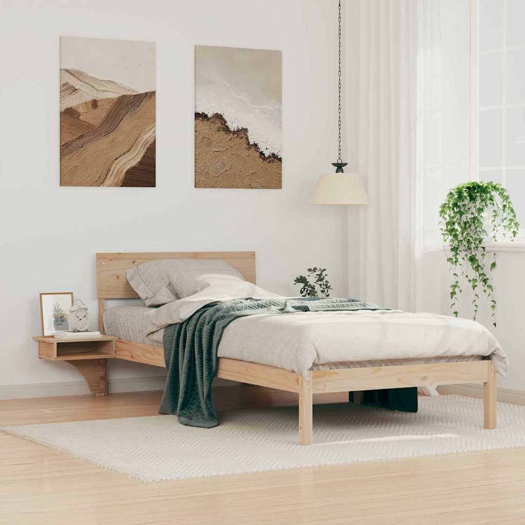 Sängram med huvudgavel Brun 90 x 200 cm Massiv furu