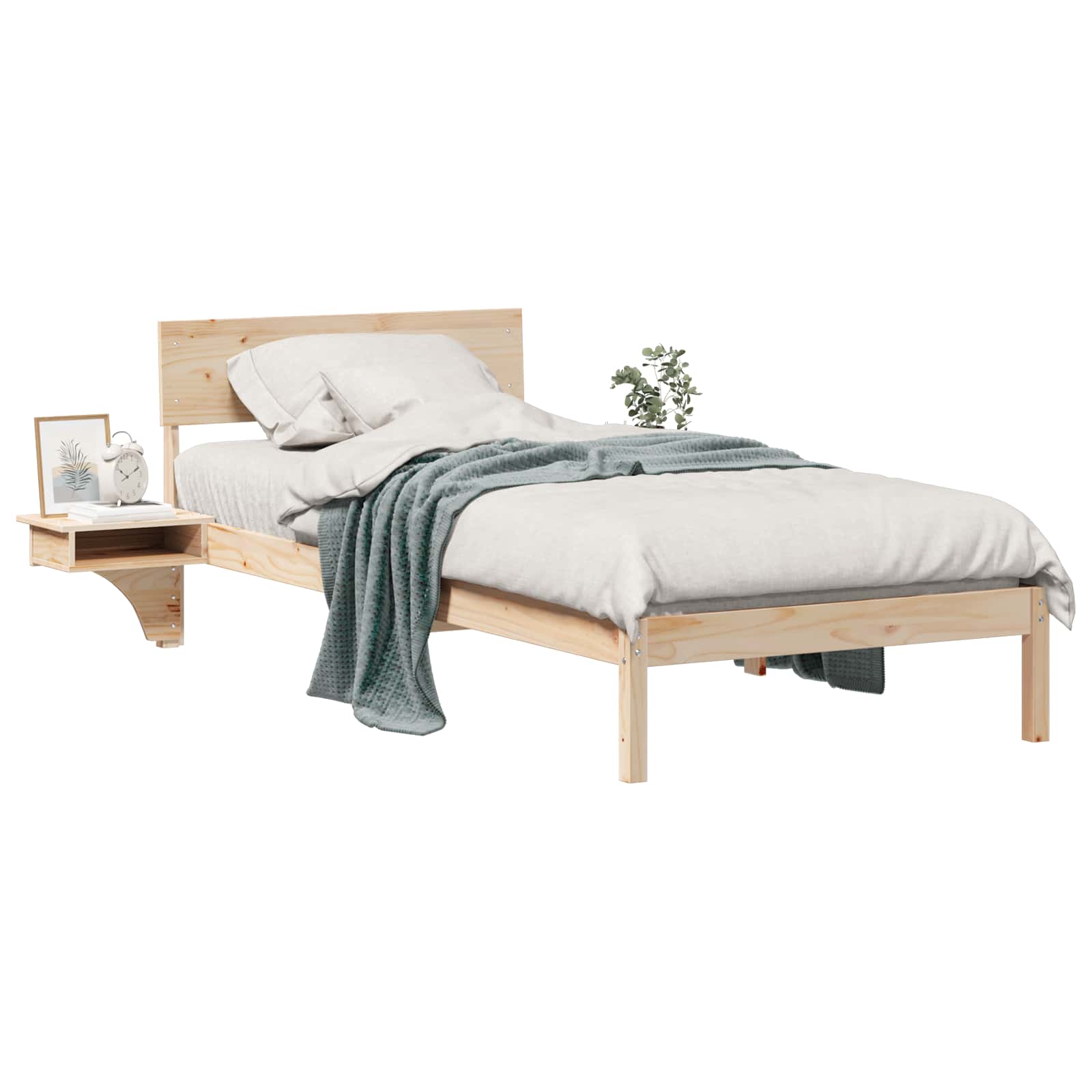 Sängram med huvudgavel Brun 90 x 200 cm Massiv furu