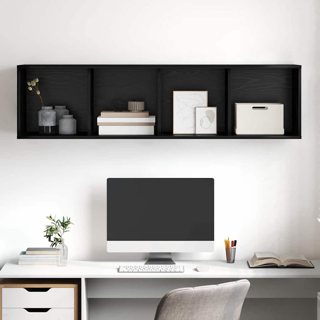 TV-bänkset Svart Ek 37 x 37 x 142,5 cm Konstruerat trä