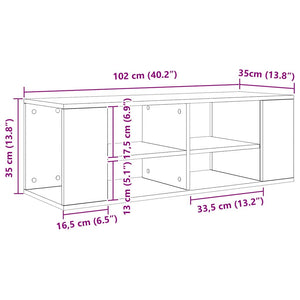 Väggmonterad TV-bänk Svart ek 102 x 35 x 35 cm Konstruerat trä