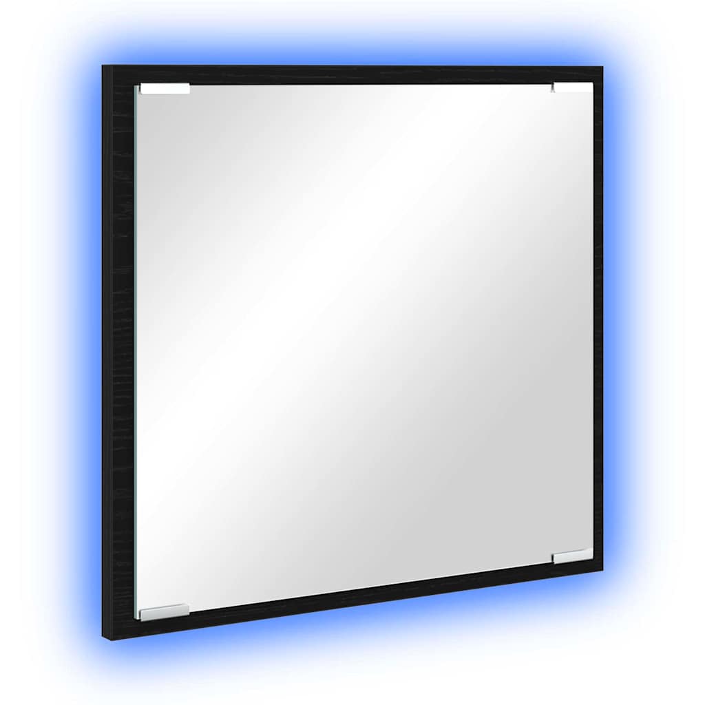 LED Badrumsspegel Svart Ek 40 x 37 x 8.5 cm Konstruerat trä