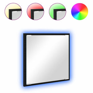 LED Badrumsspegel Svart Ek 40 x 37 x 8.5 cm Konstruerat trä
