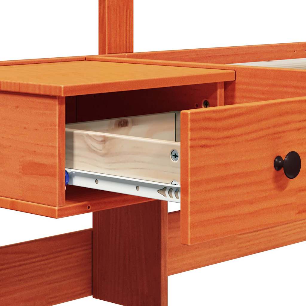 Sängram med huvudgavel Brun 150 x 200 cm Massiv furu