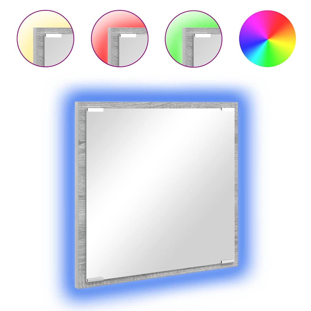 LED Badrumsspegel Grå Sonoma 40 x 37 x 8.5 cm Konstruerat trä