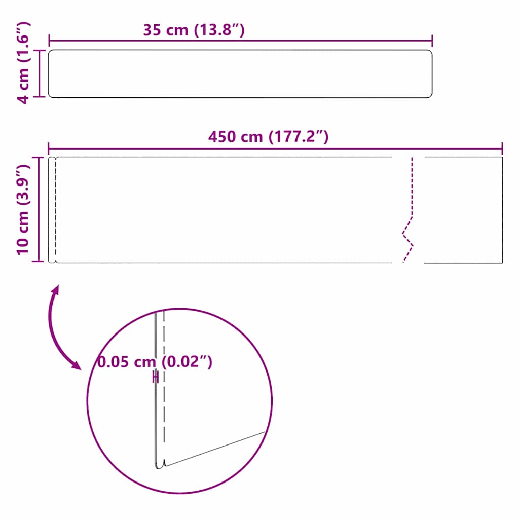 Kant för gräsmatta 4 pcs Silver 450 x 0.05 x 15 cm