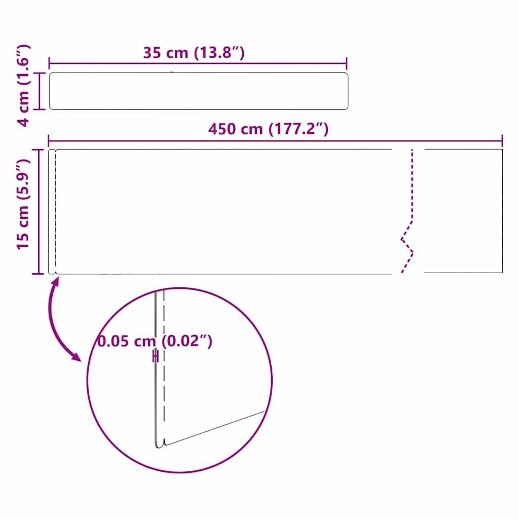 Kant för gräsmatta 4 pcs Silver 450 x 0.05 x 15 cm