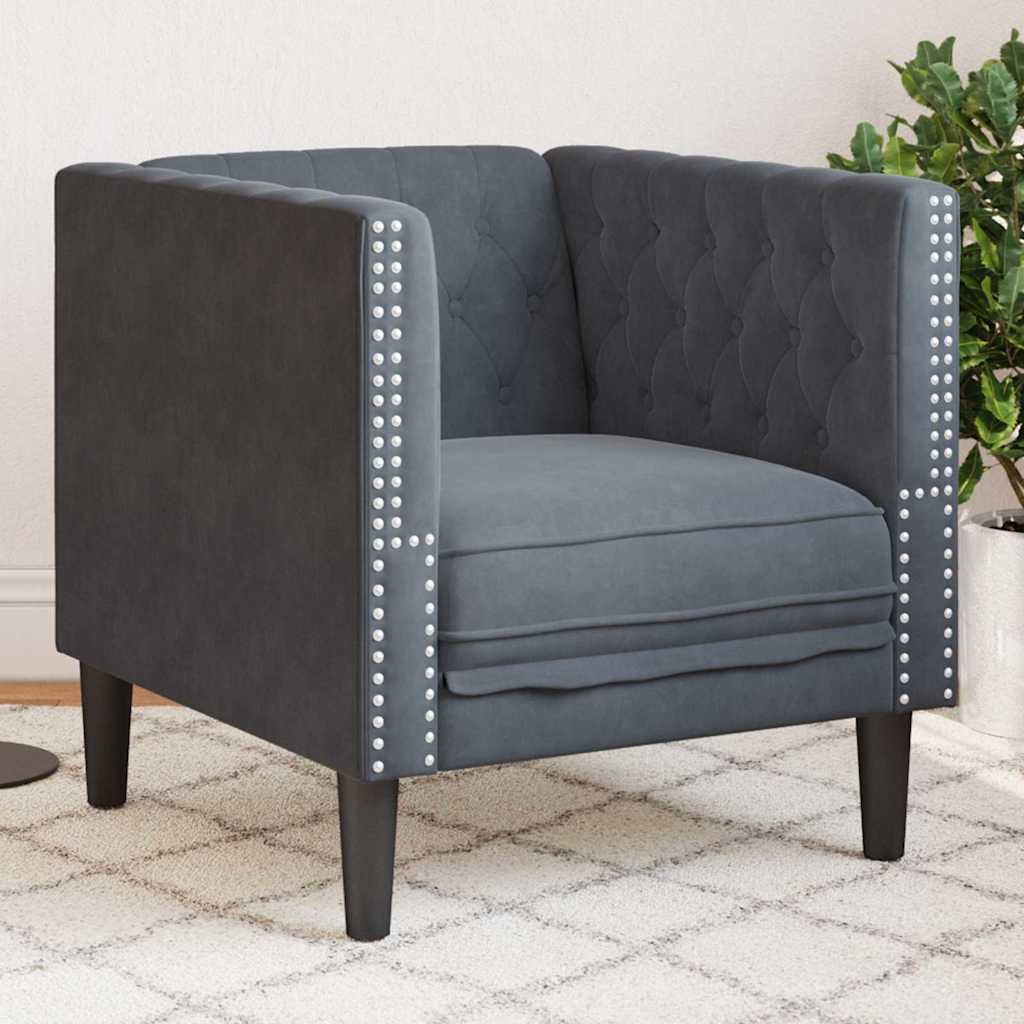 Soffa Mörkgrå 74,5 x 71 x 70,5 cm Sammet