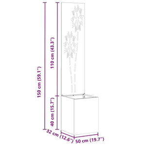 Trädgårds integritetsskärm Vit 32 x 140 cm Kallvalsat stål