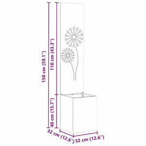 Trädgårds integritetsskärm Vit 32 x 140 cm Kallvalsat stål