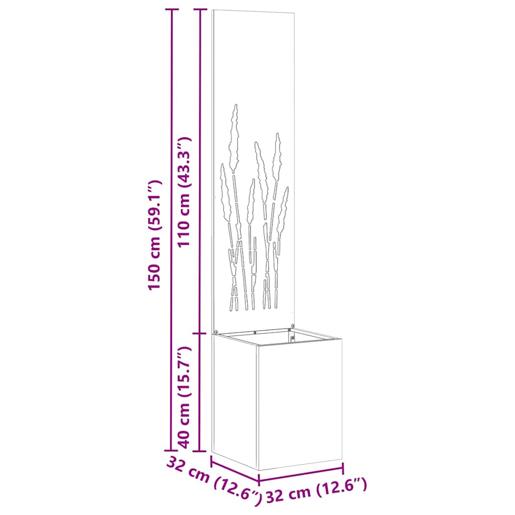 Trädgårds integritetsskärm Svart 32 x 140 cm Kallvalsat stål