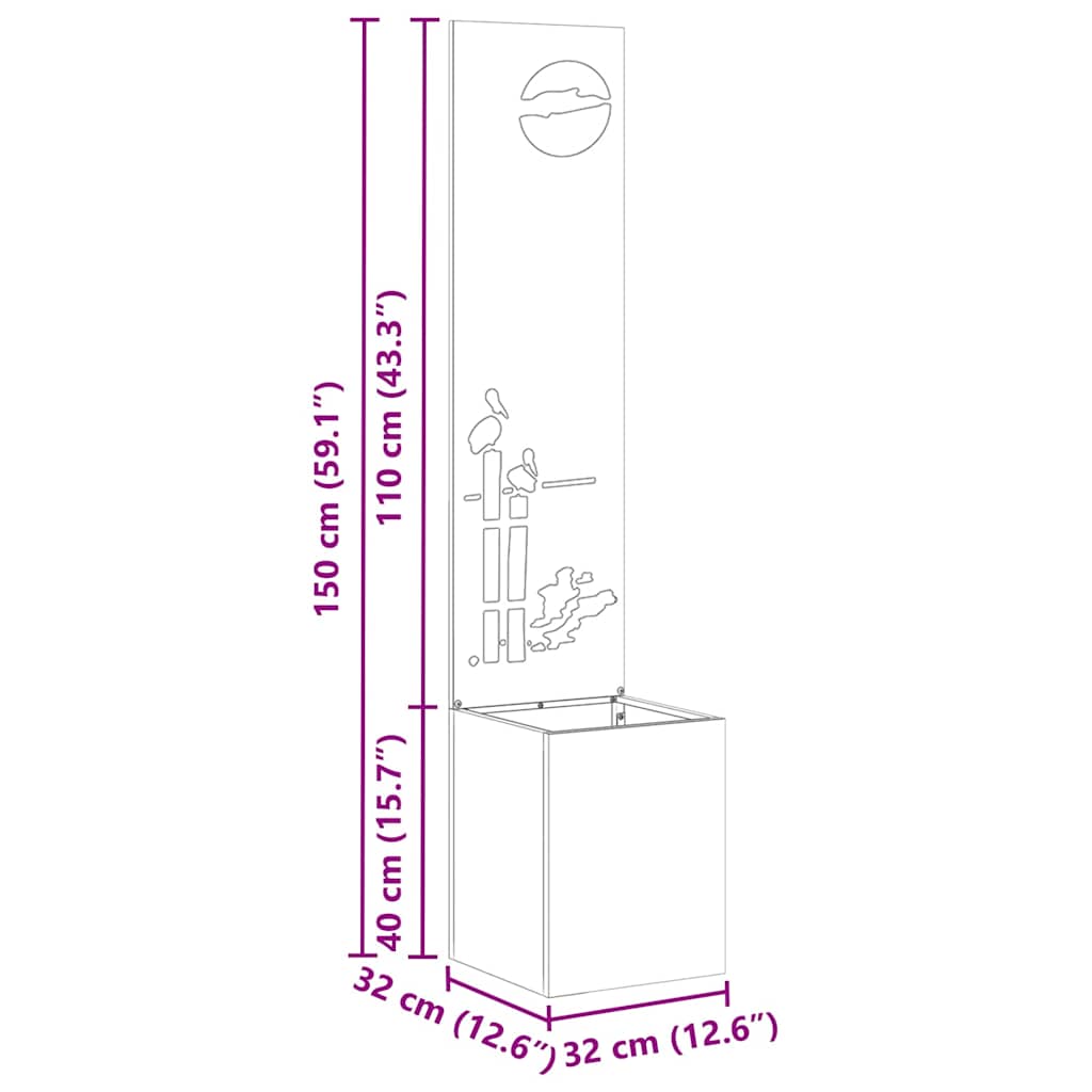 Trädgårds integritetsskärm Vit 32 x 140 cm Kallvalsat stål