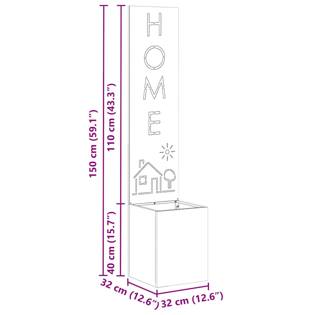 Trädgårds integritetsskärm Antracit 32 x 140 cm Kallvalsat stål