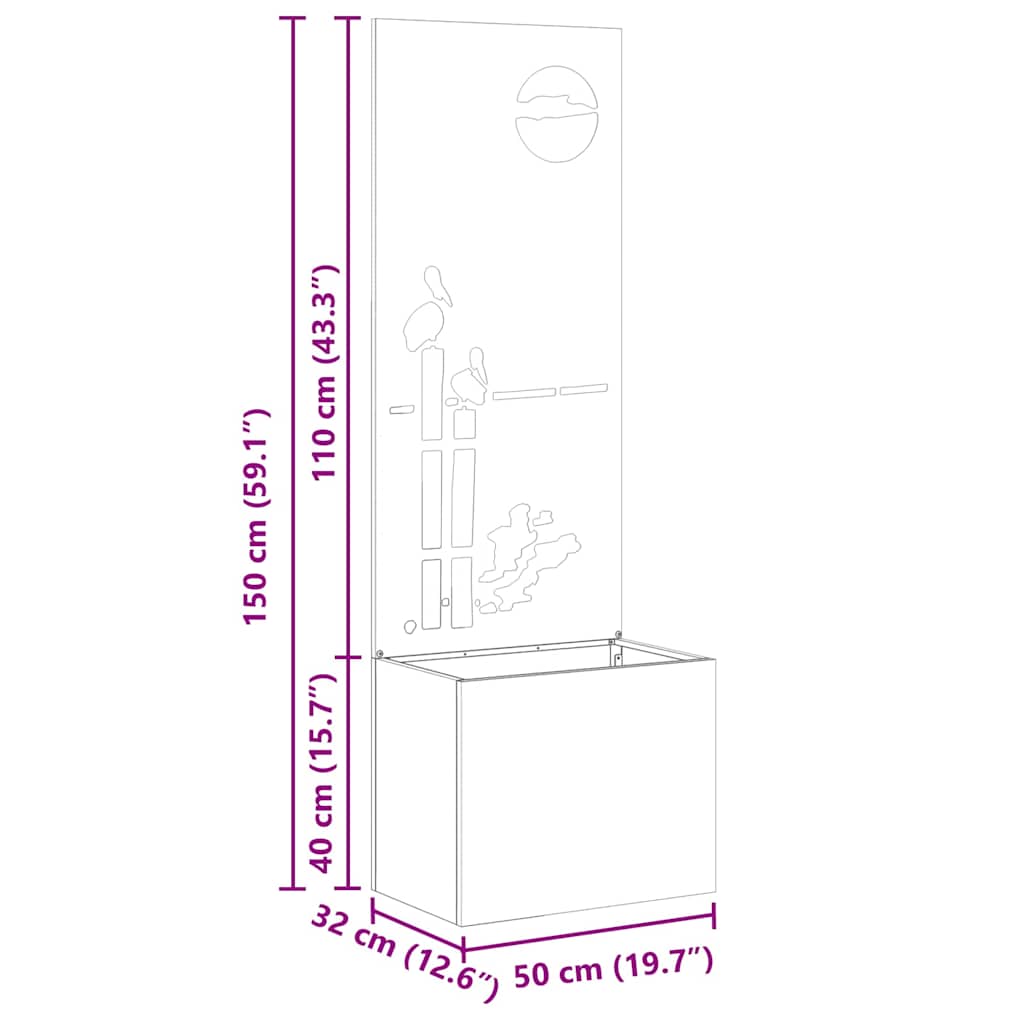 Trädgårds integritetsskärm Vit 50 x 140 cm Kallvalsat stål