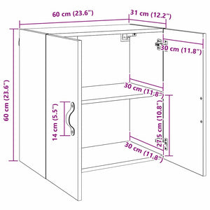 Väggskåp Väggmonterad Svart ek 60 x 31 x 60 cm Konstruerat trä