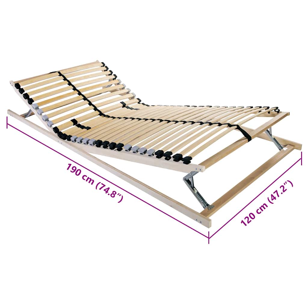 Ribbad sängbotten Brun 120 x 190 cm Massivt bokträ