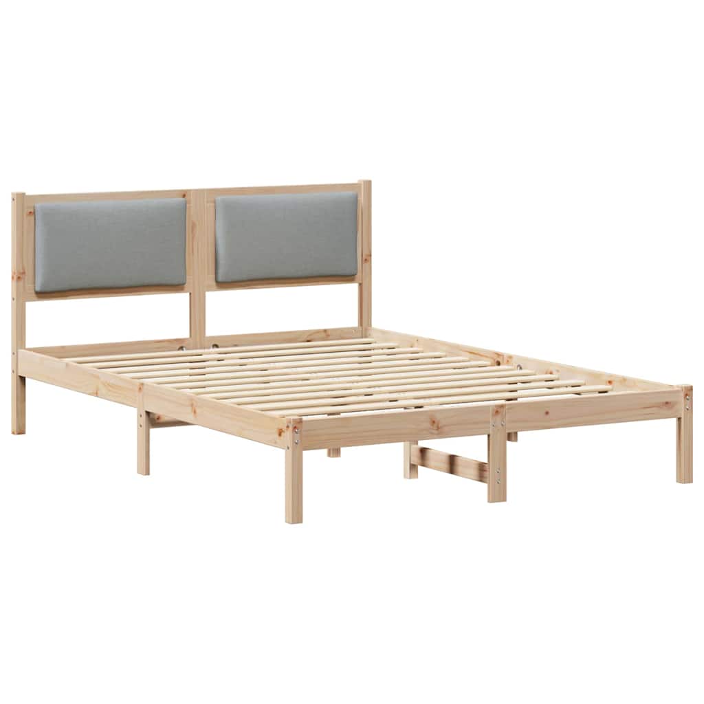Sängram med huvudgavel Ljusgrå 150 x 200 cm Massiv furu