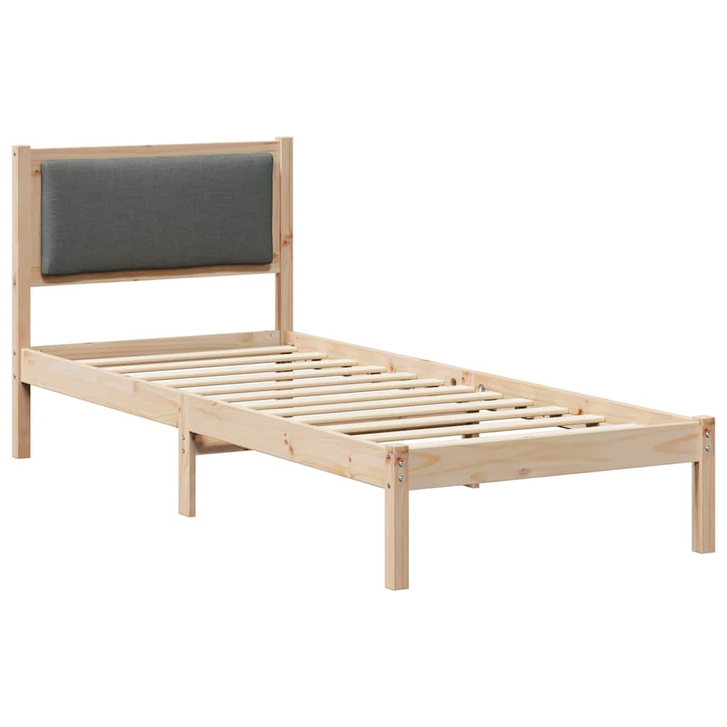Sängram med huvudgavel Mörkgrå 80 x 200 cm Massiv furu