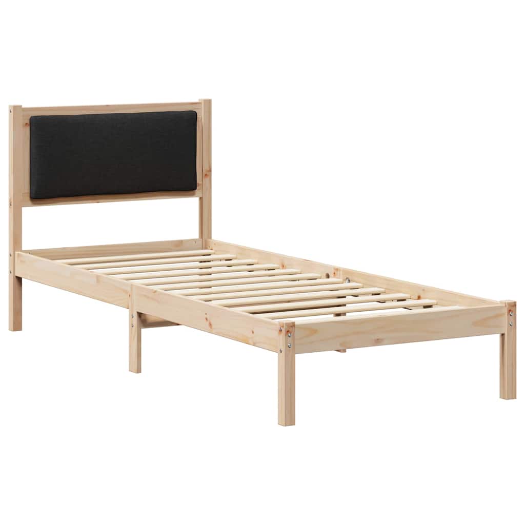 Sängram med huvudgavel Svart 80 x 200 cm Massiv furu