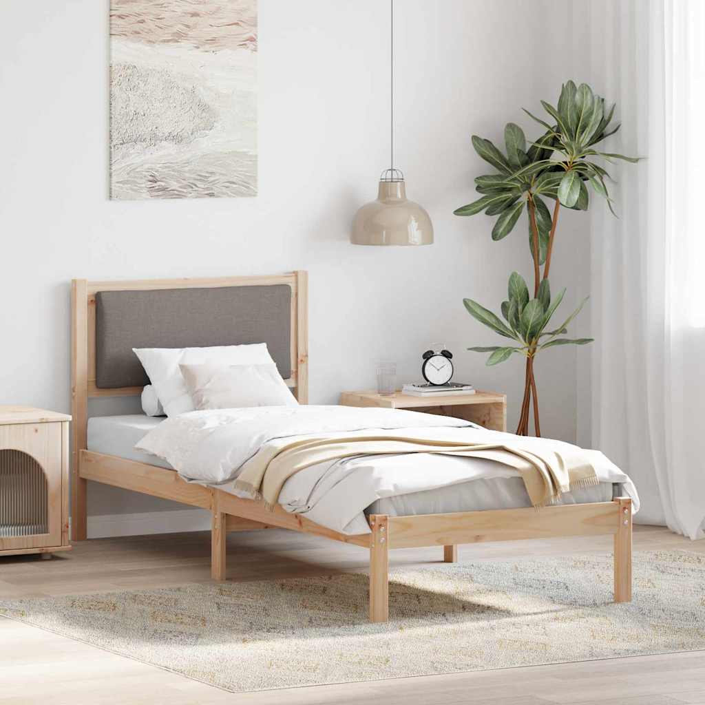 Sängram med huvudgavel Taupe 80 x 200 cm Massiv furu