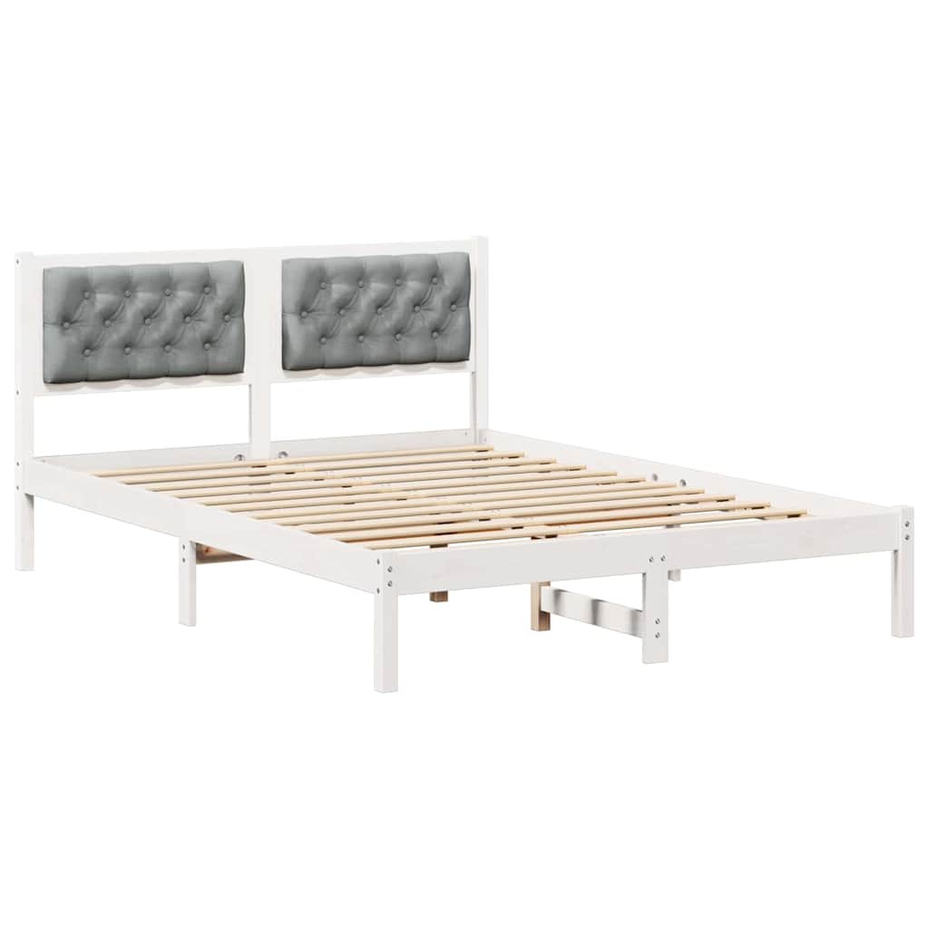 Sängram med huvudgavel Ljusgrå 150 x 200 cm Massiv furu