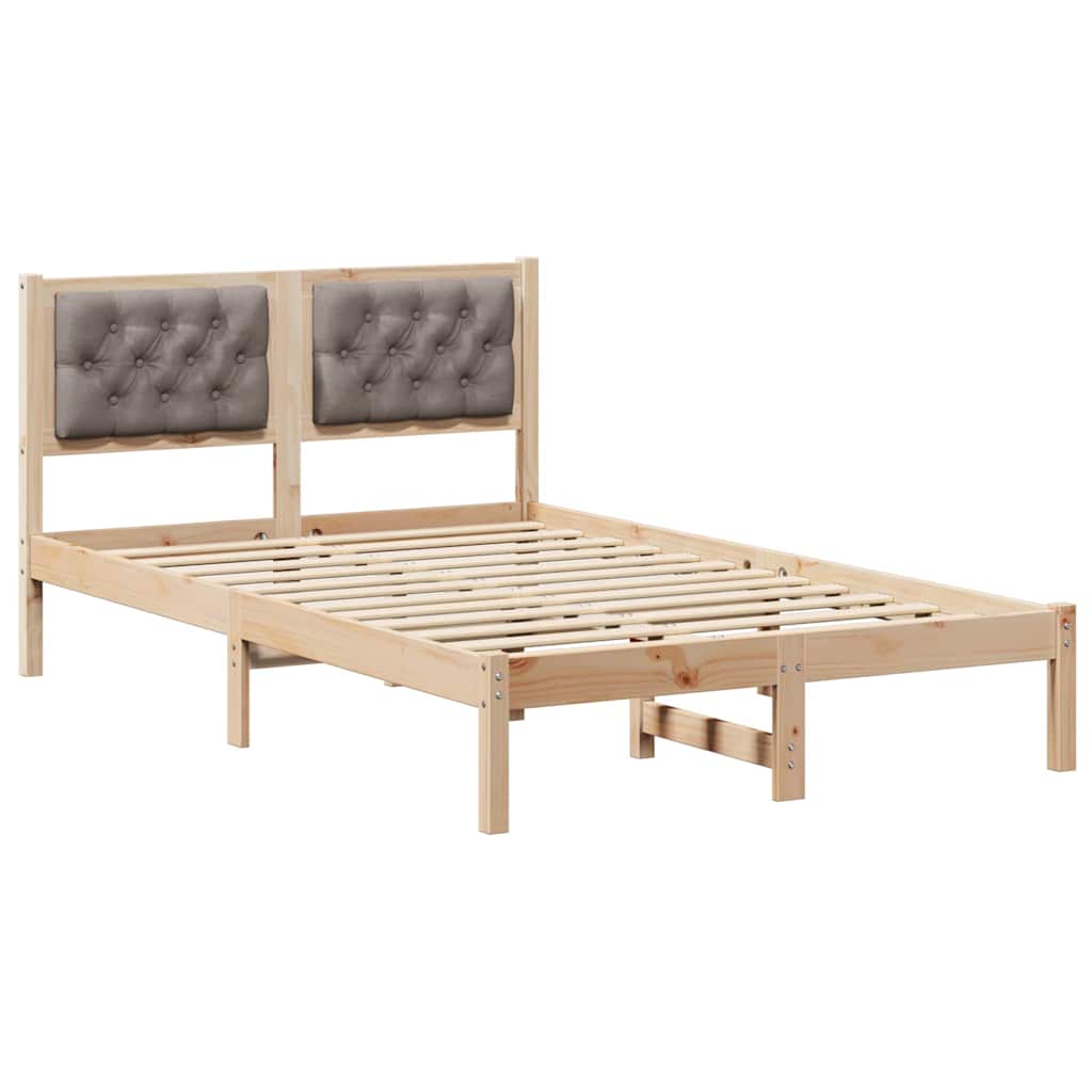 Sängram med huvudgavel Taupe 135 x 190 cm Massiv furu