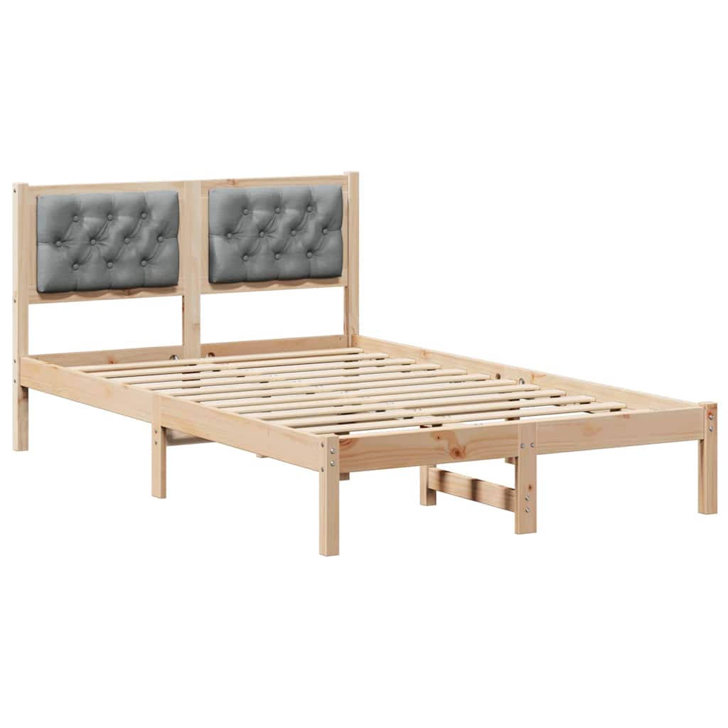 Sängram med huvudgavel Ljusgrå 120 x 190 cm Massiv furu