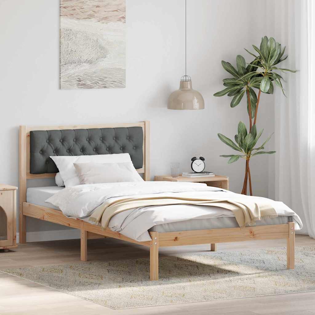 Sängram med huvudgavel Mörkgrå 100 x 200 cm Massiv furu