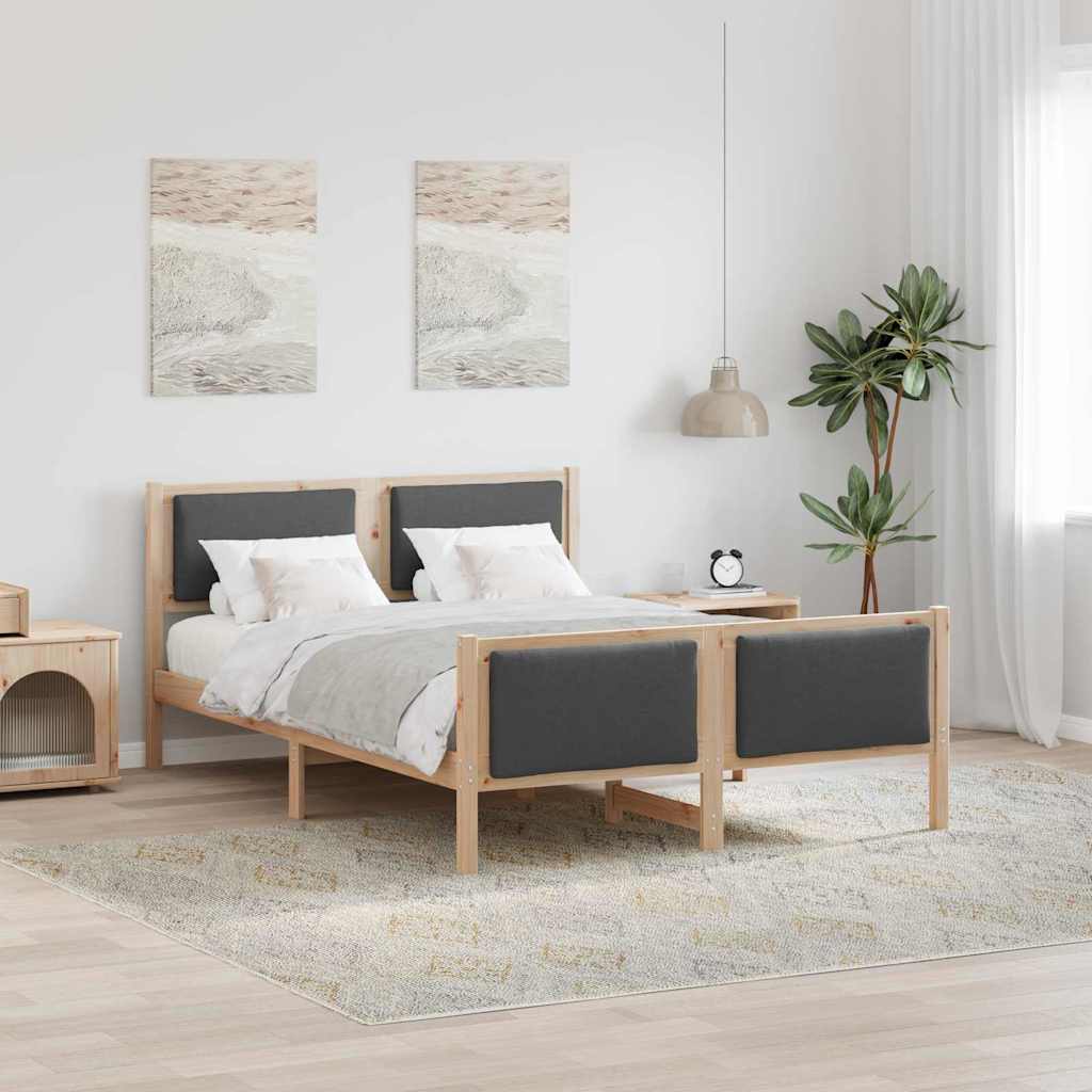 Sängram med huvudgavel Mörkgrå 140 x 190 cm tyg