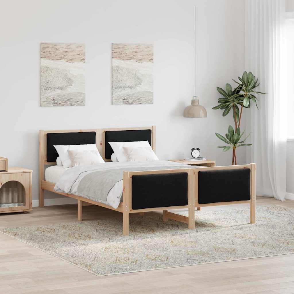 Sängram med huvudgavel Svart 140 x 190 cm tyg