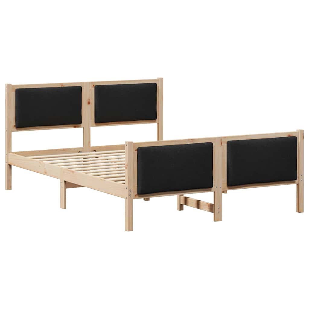 Sängram med huvudgavel Svart 140 x 190 cm tyg